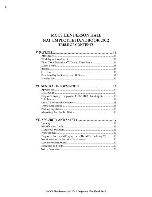 mccs henderson hall naf employee handbook 2012 - Marine Corps ...