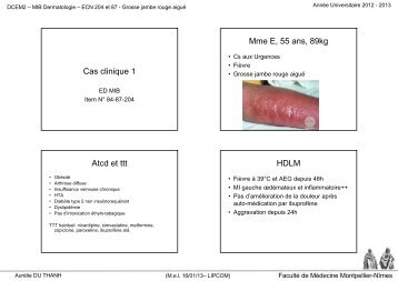 Cas clinique 1 Mme E, 55 ans, 89kg Atcd et ttt HDLM - Faculté de ...