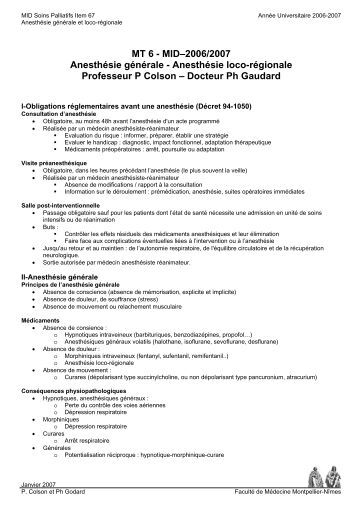 Anesthésie – péridurale Anesthésie – péridurale