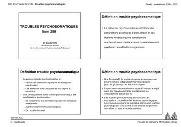 Définition trouble psychosomatique - Faculté de médecine de ...