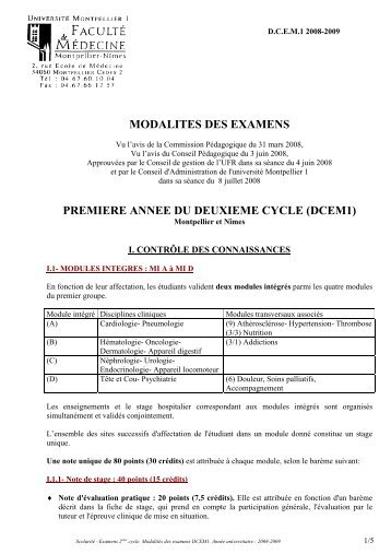D1 - Faculté de médecine de Montpellier