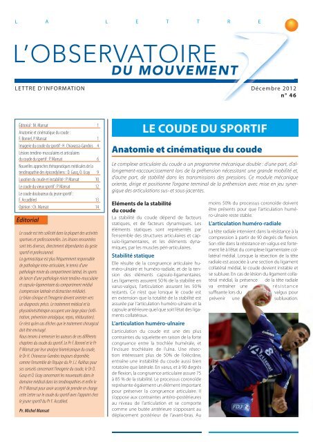 Le coude du sportif