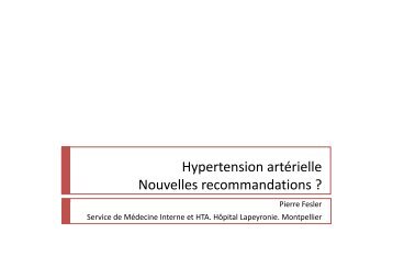 Hypertension artérielle Nouvelles recommandations ? - Faculté de ...