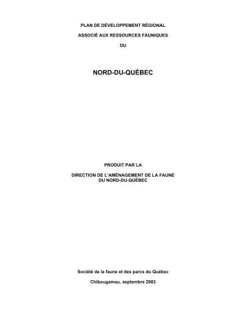 plan de dÃ©veloppement rÃ©gional associÃ© aux ressources fauniques ...