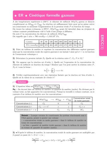 E R C C (3) 击 ER 击 Cinétique formelle gazeuse - s.o.s.Ryko