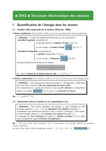 SM2 Structure électronique des atomes - s.o.s.Ryko