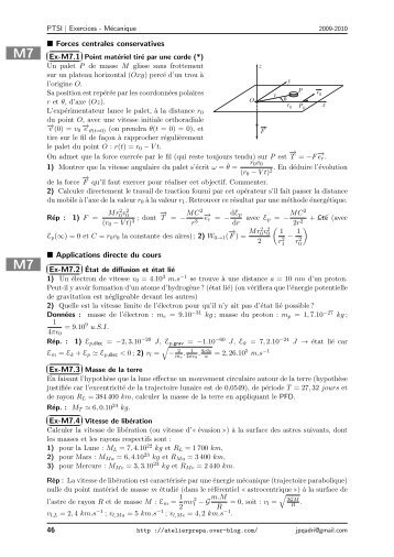 Exercices de mécanique (2e période 3/) - s.o.s.Ryko