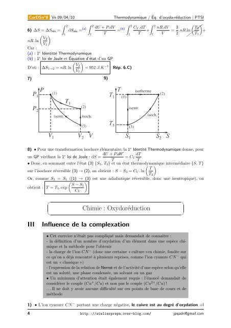 Correction du Devoir Surveillé n 8 - s.o.s.Ryko