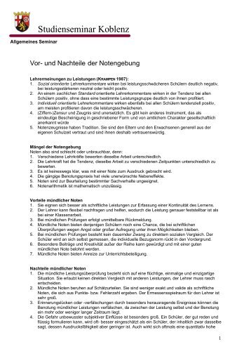 Vor- und Nachteile der Notengebung