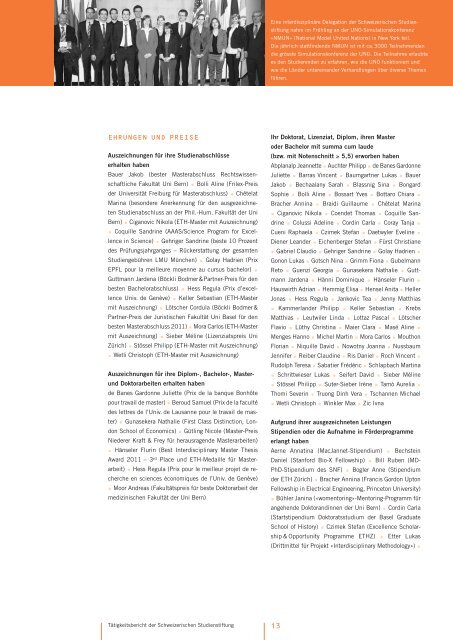 Jahresbericht 2012 (pdf) - Schweizerische Studienstiftung