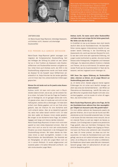 Jahresbericht 2012 (pdf) - Schweizerische Studienstiftung