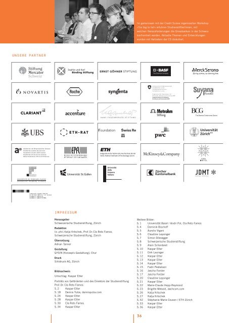 Jahresbericht 2012 (pdf) - Schweizerische Studienstiftung