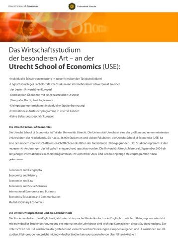 an der Utrecht School of Economics - Studieren in Holland