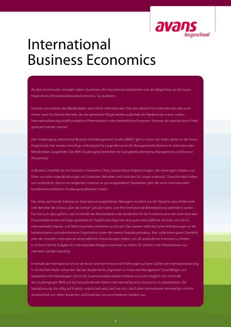 International Business Economics - Studieren in Holland