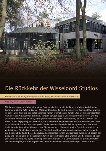 Die RÃ¼ckkehr der Wisseloord Studios - Studio Magazin