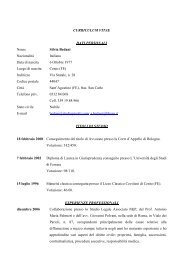 CURRICULUM VITAE DATI PERSONALI Nome Silvia Bedani ...