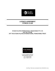 LICENCE AGREEMENT FITNESS CLUB - Studio Pilates