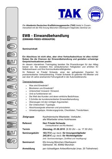 EWB - Einwandbehandlung - Studium-kfz-ausbildung.de
