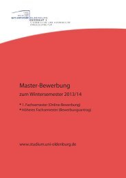 Master-Bewerbung - Studium - UniversitÃ¤t Oldenburg