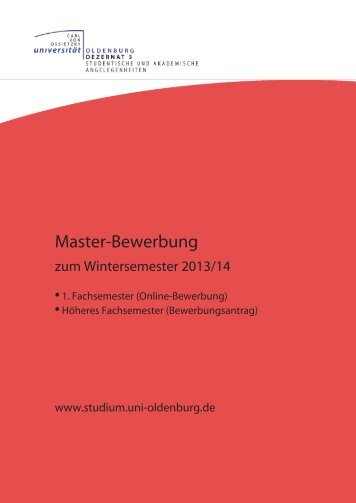 Master-Bewerbung - Studium - UniversitÃ¤t Oldenburg