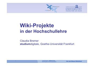 Wiki-Projekte - studiumdigitale - Goethe-UniversitÃ¤t