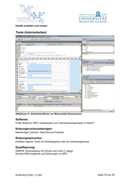 eLearning-Tools Goethe-UniversitÃ¤t Frankfurt 1.2 - studiumdigitale ...