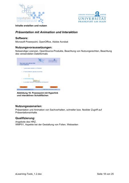 eLearning-Tools Goethe-UniversitÃ¤t Frankfurt 1.2 - studiumdigitale ...