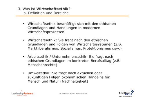 „Betriebsethik“ Wirtschafts- und Unternehmensethik - StudiumPlus