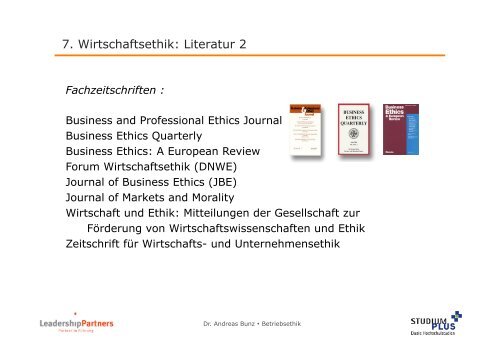 „Betriebsethik“ Wirtschafts- und Unternehmensethik - StudiumPlus