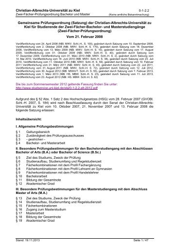 Zwei-Fächer-Prüfungsordnung - Christian-Albrechts-Universität zu Kiel