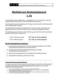 Merkblatt zum Studienplatztausch 1. FS - Studierendenservice