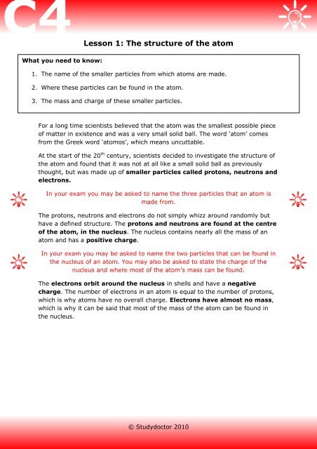 Open lesson 1: The structure of the atom