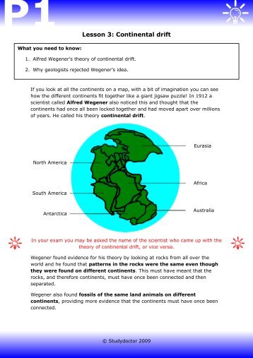 Lesson 3: Continental drift - Lesson 1