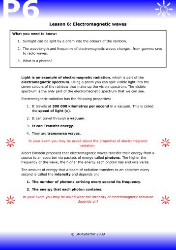 Lesson 6: Electromagnetic waves - Lesson 1