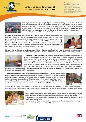 Curso de verano en Cambridge, GB para adolescentes de 13 a 17 ...