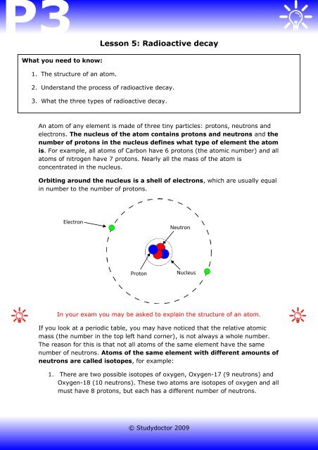 Lesson 5: Radioactive decay - Lesson 1