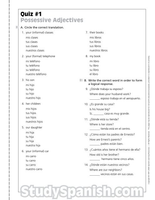 Possessive Adjectives