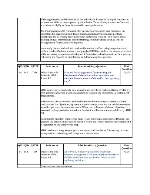 Core Questions (GSR Part 1 and GS-R-3) Primary Module ... - STUK