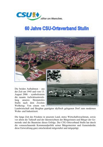 Faltblatt zum 60 jÃ¤hrigen Bestehen des CSU ... - Gemeinde Stulln.