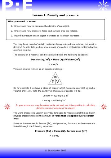 Open lesson 1: Density and pressure worksheet