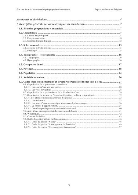 Ãtat des lieux des sous-bassins hydrographiques Tome I - Portail ...