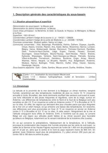 Ãtat des lieux des sous-bassins hydrographiques Tome I - Portail ...