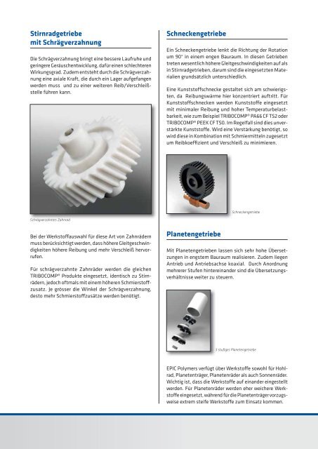 TRIBOCOMP® Zahnräder - Epic Polymers