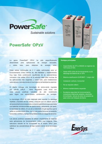 Sustainable solutions Powersafe® Opzv - Enersys - EMEA