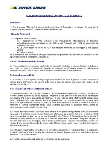 GENERAL CONDITIONS OF CARRIAGE AGREEMENT - ANEK Lines