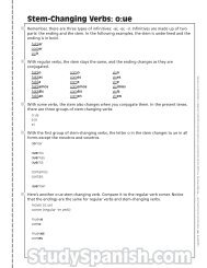 ue-stem changing verbs