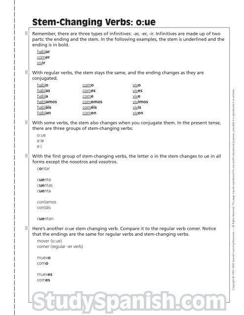 Ue Stem Changing Verbs