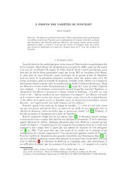 A PROPOS DES VARIÉTÉS DE PONCELET 1. Introduction La petite ...