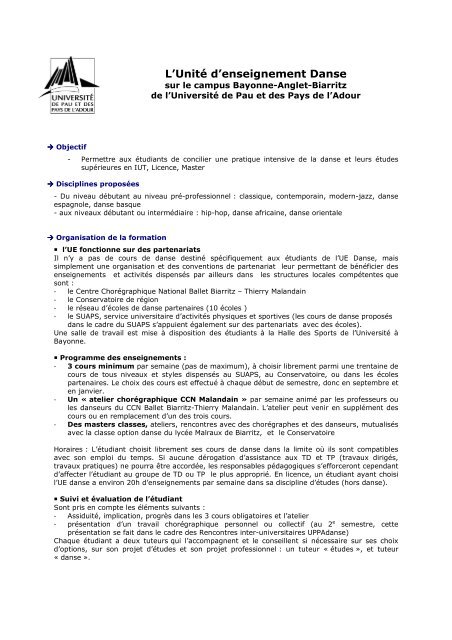 Emplois du temps - Formation - Université de Pau et des Pays de l'Adour  (UPPA)