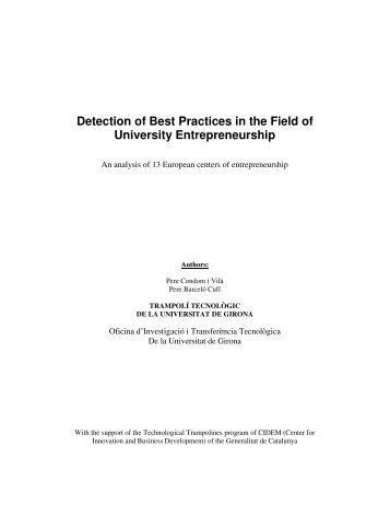 Detection of Best Practices in the Field of University Entrepreneurship